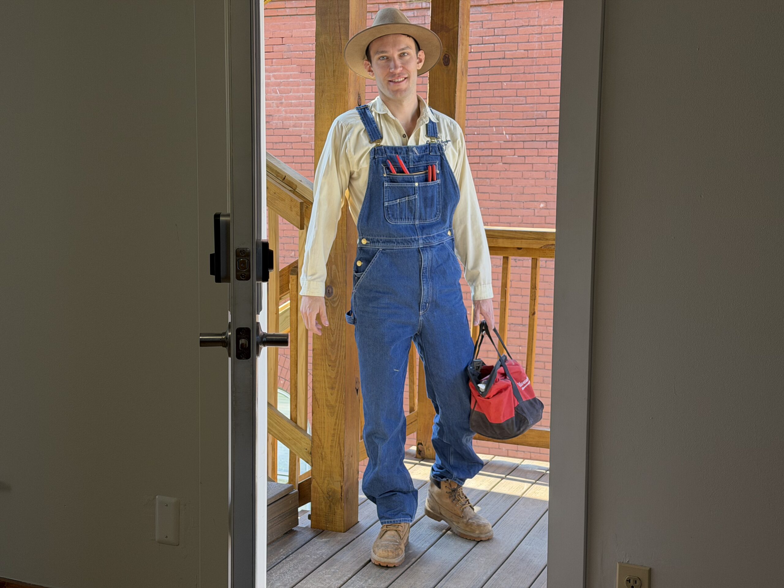 Handyman Patrick on the doorstep ready to work